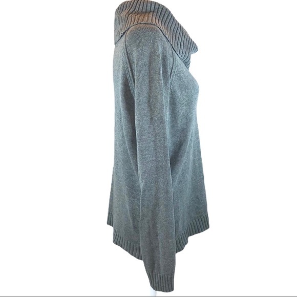 Pria sz L gray cowl neck long sleeve pullover long sleeve midweight knit sweater - Picture 2 of 11